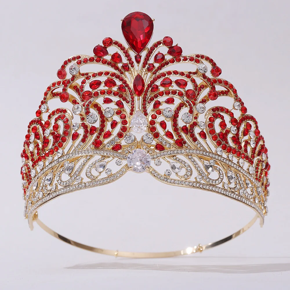 Wholesale Big Round Pageant Tiara Crowns Beauty Miss World Universe Tiara Pageant Zircon Crowns For Queens