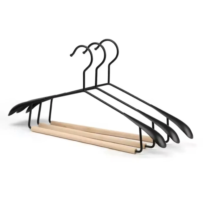 Best selling nordic style hanger customized metal wood suit coat hanger with wide shoulder