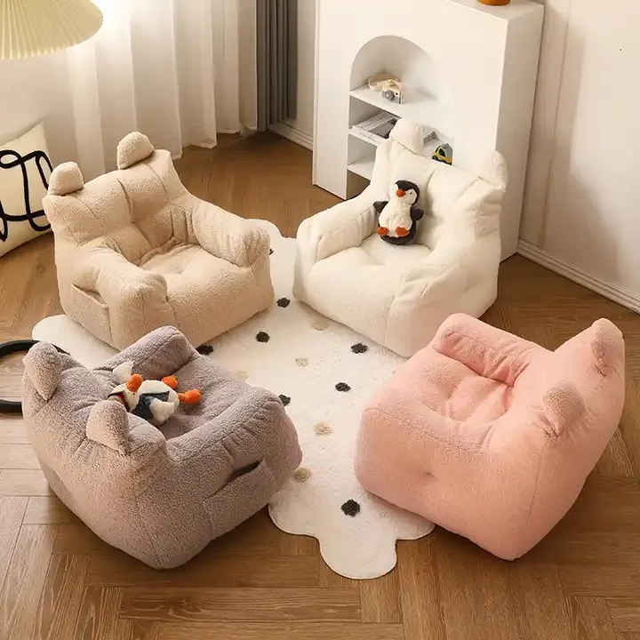 Fashionable Kid Arm Chairs Living Room Plush Cute Bean Bag Sofa Lounge Chair Living Room