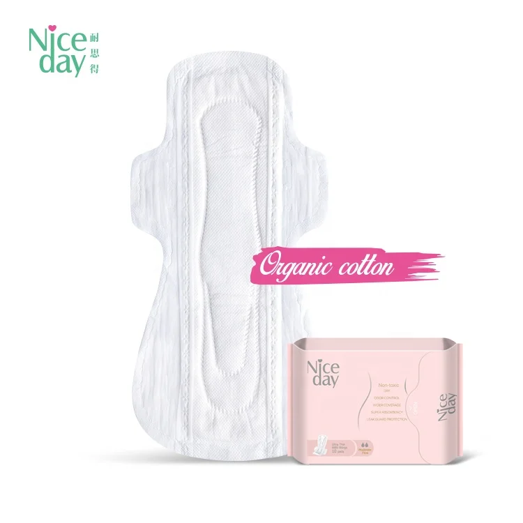 Fragrance free organic cotton ultra thin overnight comfortable menstrual pad