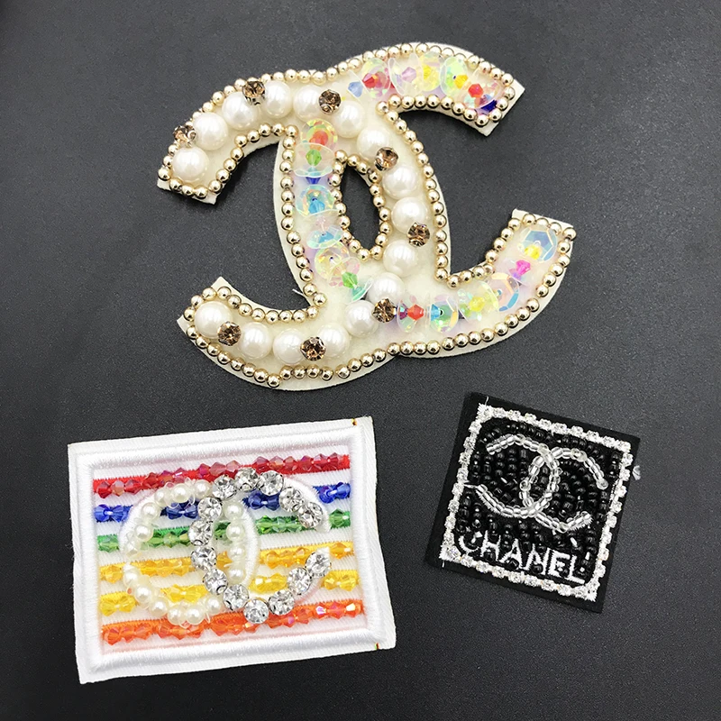 Heavy handmade nail bead brand LOGO double C perfume bottle, clothing, hat, shoes, decoration accessories, patch patch.
