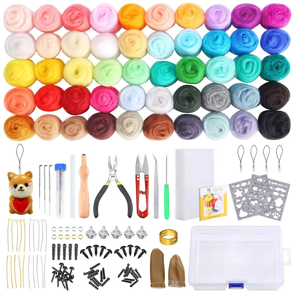 
Craft needle felting kit 50 Colors felt wool roving 