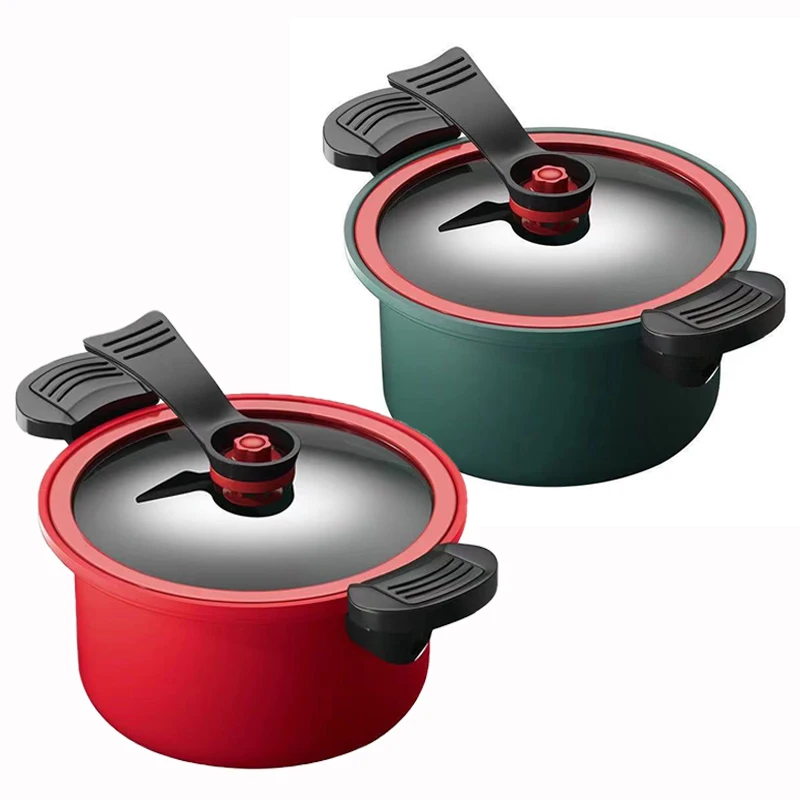 New Non-stick cast iron Micro pressure cooker Seal Ring cookware sets soup & stock pots Micro pressure cooker With Handle