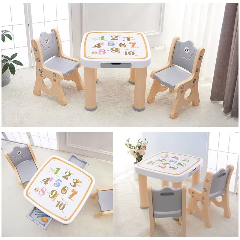 Hot Selling Home Kindergarten Plastic Kids Study Play Children Furniture Table Chairs Set