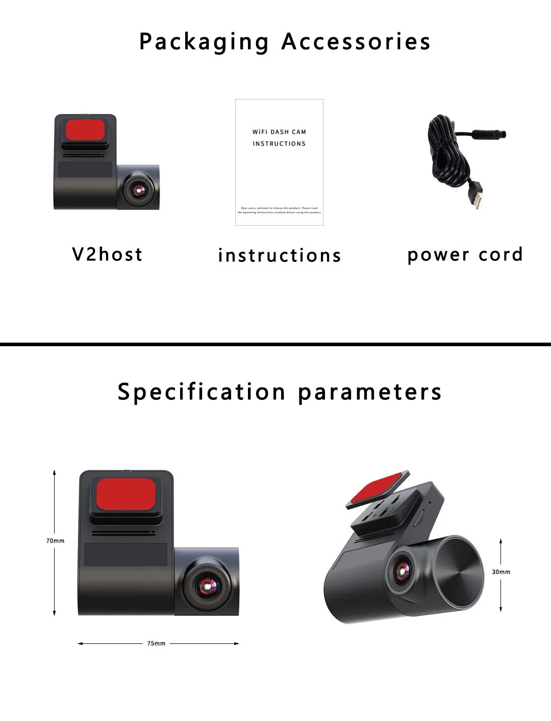 V2 DUAL APPLICATION USB / WiFi dash cam ADAS recorder Car black box