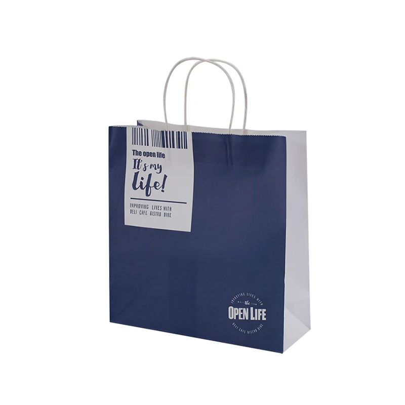 Custom Kraft Paper Packaging with Top Handles, Reusable Kraft Paper Bag for Takeaway Shopping Exhibition