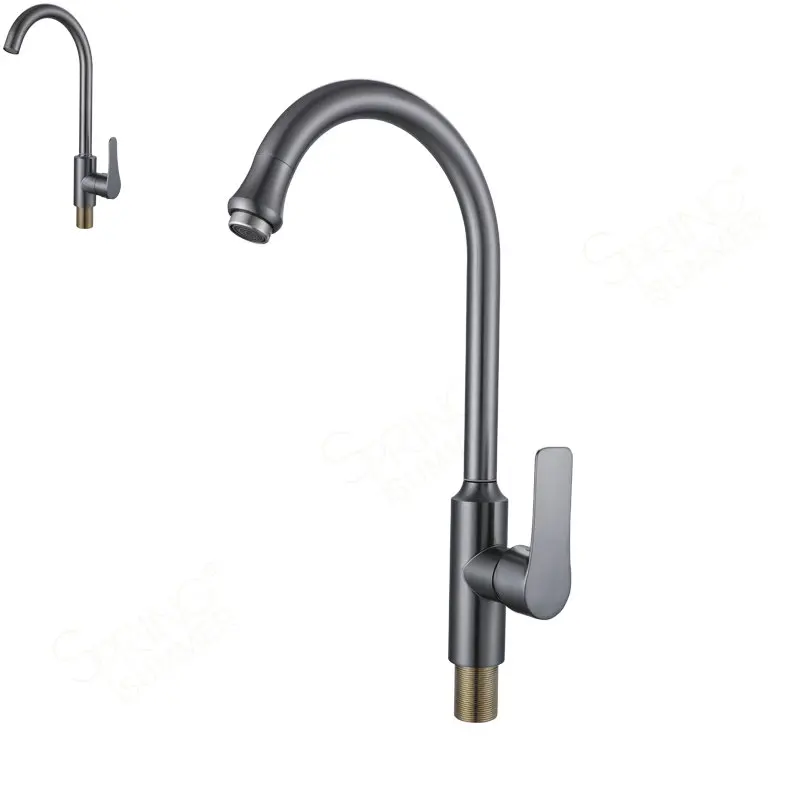 SPRING SUMMER Modern Grey Stainless Steel Kitchen Sink Faucets  Nickel 360 Kitchen Mixer Sink Tap 01