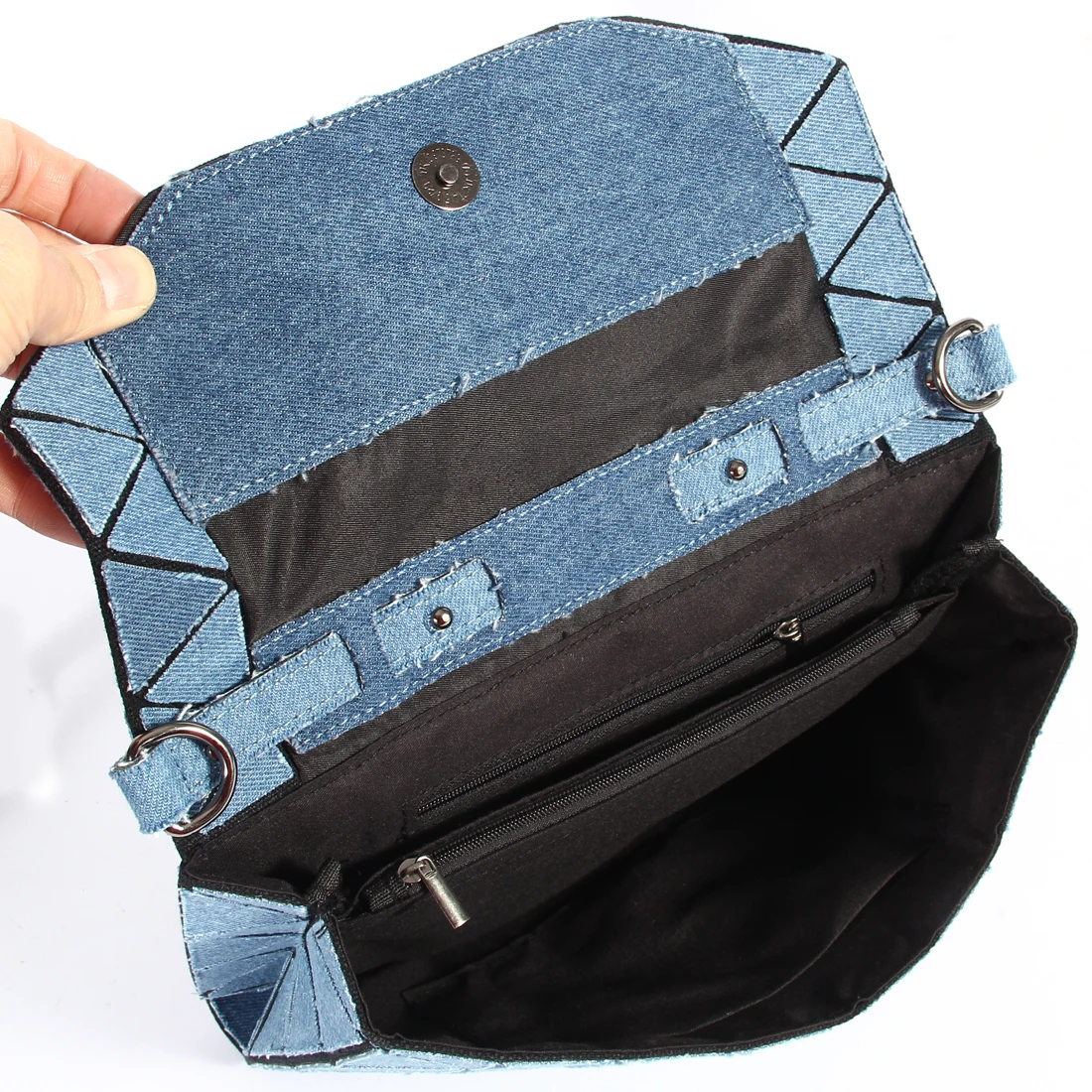 Geometric Denim Envelope Bag Denim Fabric Clutch Bag Cowboy Cloth Message Bag Jeans Fabric Wallets