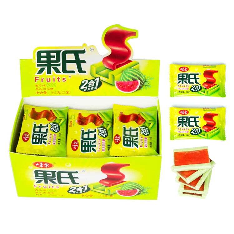 Wholesalers Jelly Candy Fruit Flavours Sandwich Bubble Gum Gummy Sweet Chewing Gums Factory Supply
