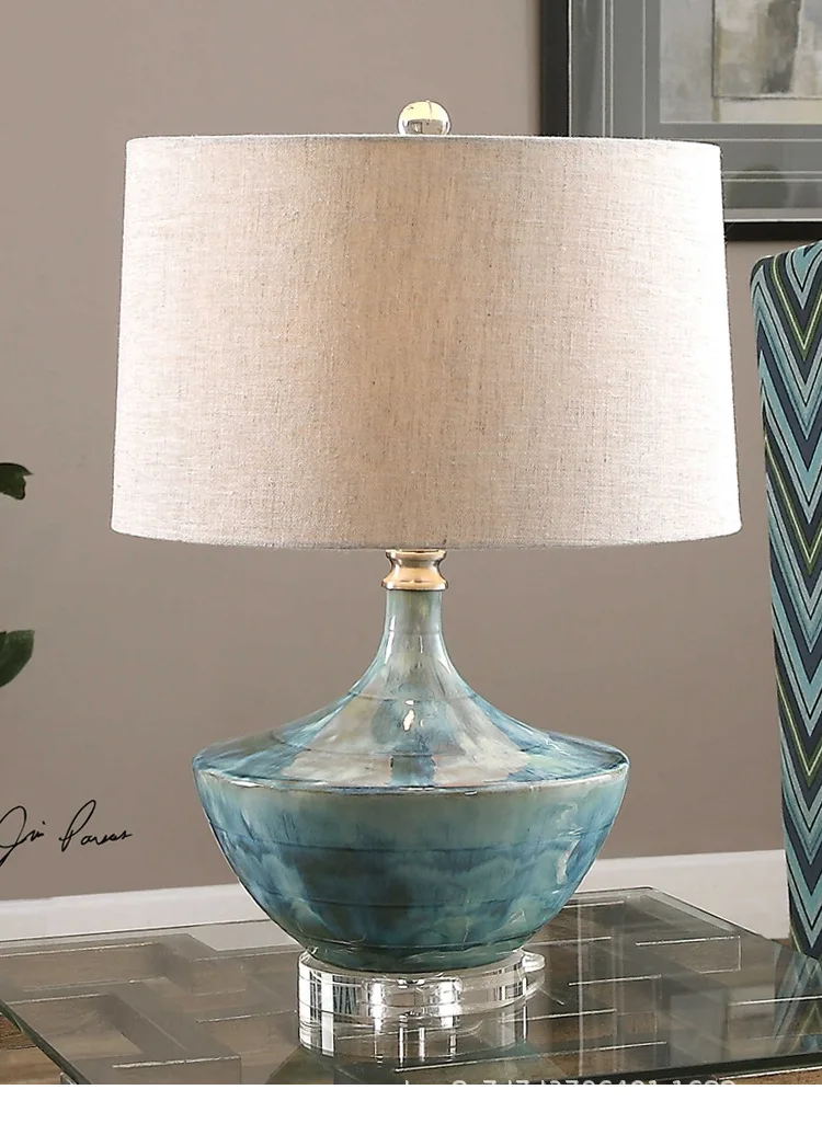JLT-8101 classic blue finish Chinese ceramic table lamp light for living room