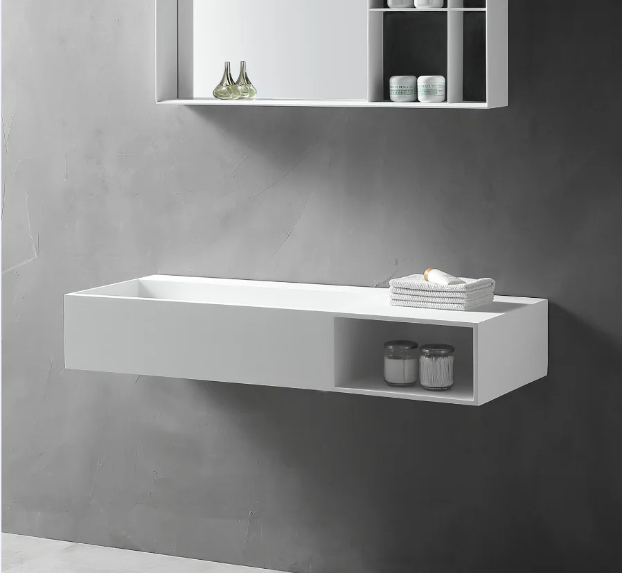 
Wall hung solid surface artificial stone acrylic bathroom sink for hotel 