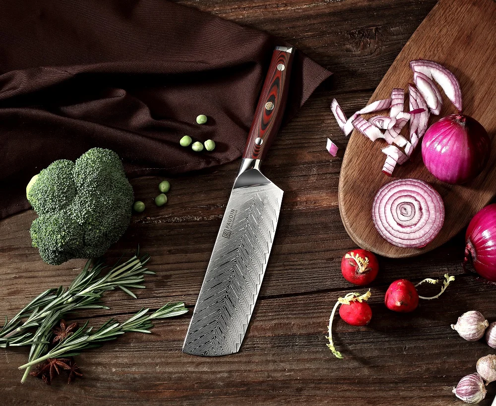 7 pcs Royalty Line Professional Damascus Kitchen Chef Knife AUS 10 Japanese Knife Chef Set