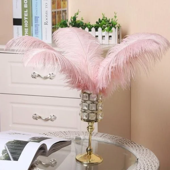 Online Pink Coral Maroon Ostrich Feather Wine Red Old Gold Gray Black Ostrich Feather 20 30 40 60 Cm 22-24 Inches