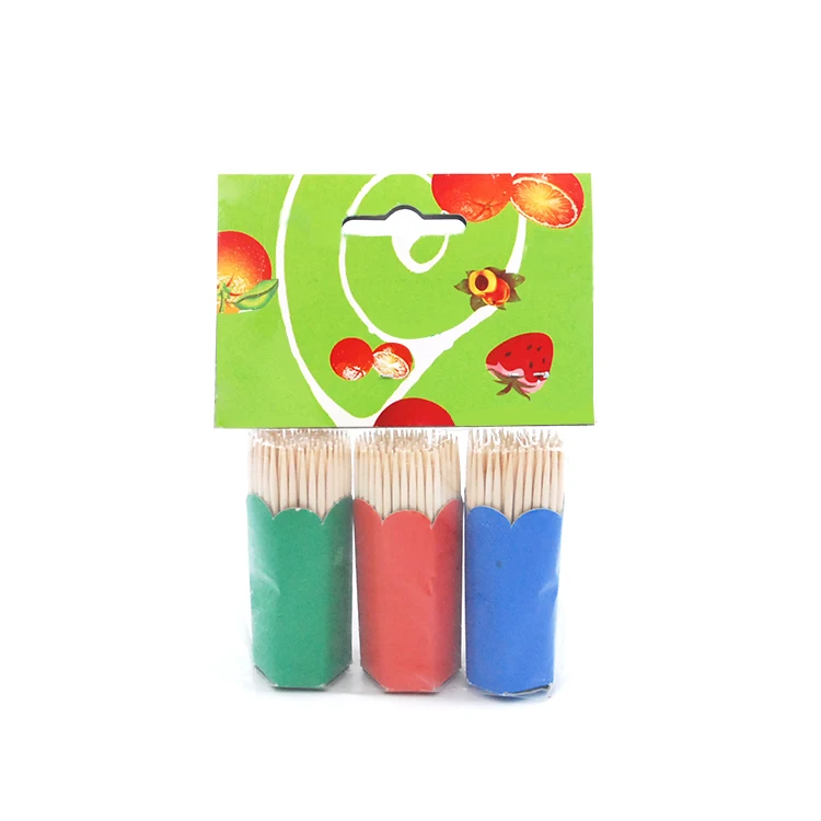 Supply Wholesale Sale Custom Green Eco-friendly Birch Wood Toothpicks With Paper Tubes Pots