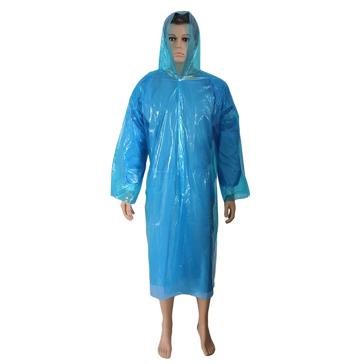 Disposable PE 0.02mm Poncho Raincoat Button Waterproof Rain Poncho Emergency Poncho Fishing Rain Coat for Men