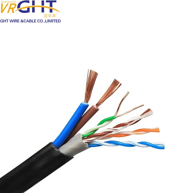 High speed CCA 23awg 2 pair Cat6 utp LAN cable with 2C copper power cable wire