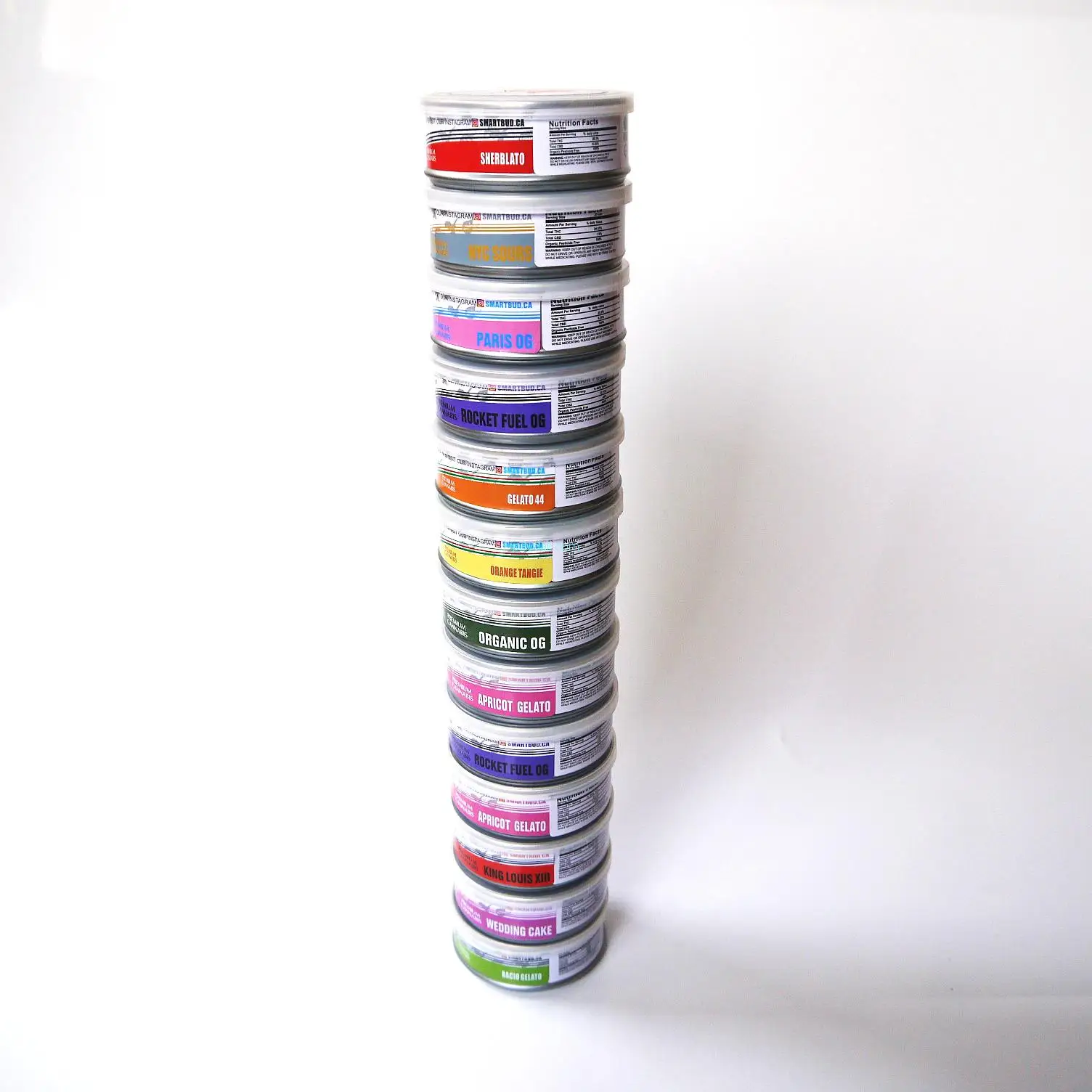 
Top quality Newest flavors smart bud can cali smell proof tins with plastic top 