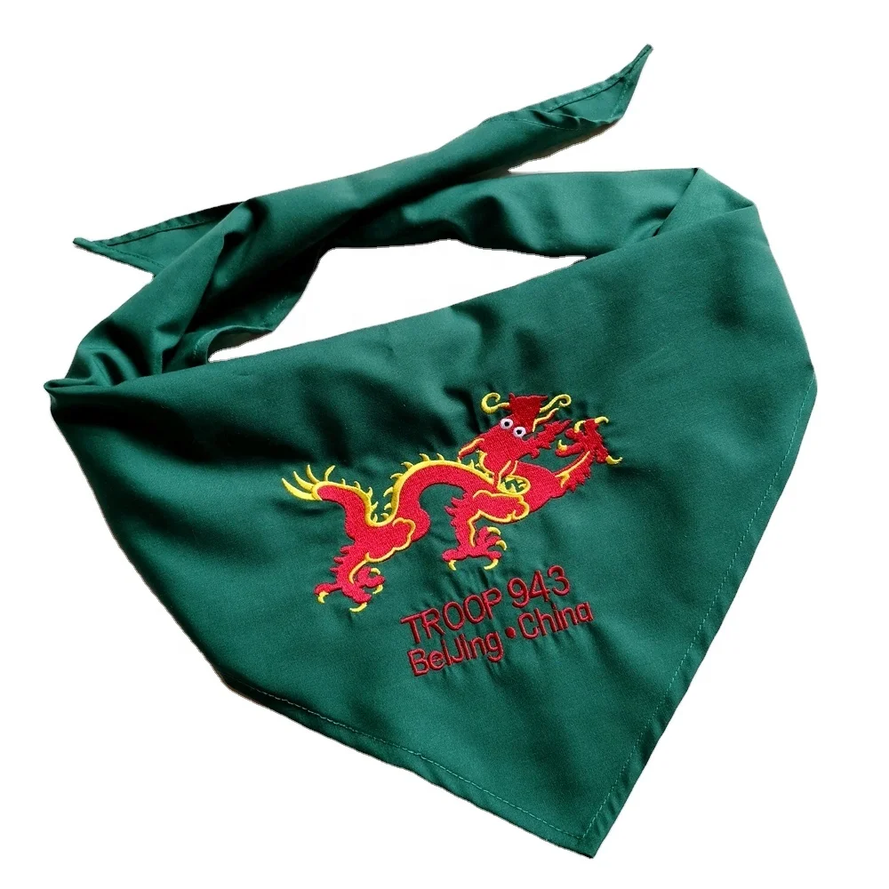 Custom embroidered scouts neckerchief  fabric embroidery neckerchief popular for scouting camping
