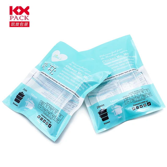 Custom Printed Food Packaging Bag 3 Side Sealing Bag Frozen Food Bag Dumpling Packaging For Momo
