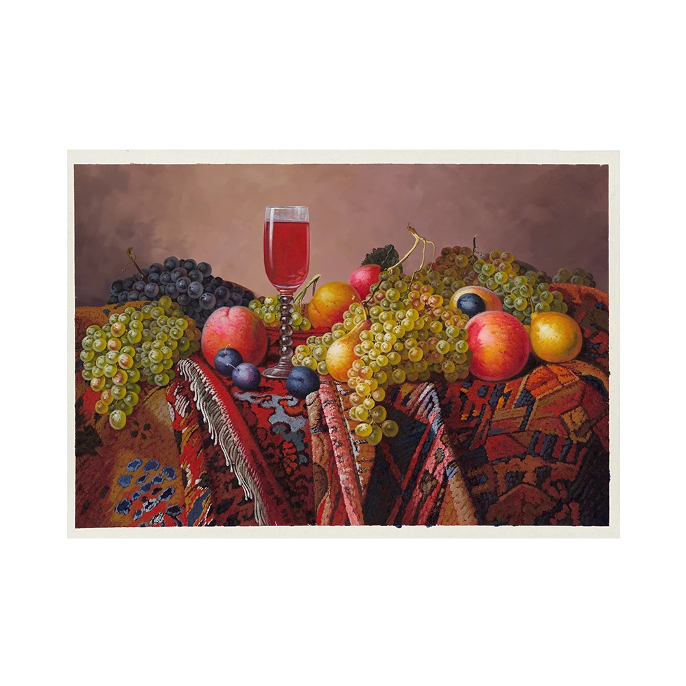 
Canvas wall art for kitchen home decorations painting fruit red wine 