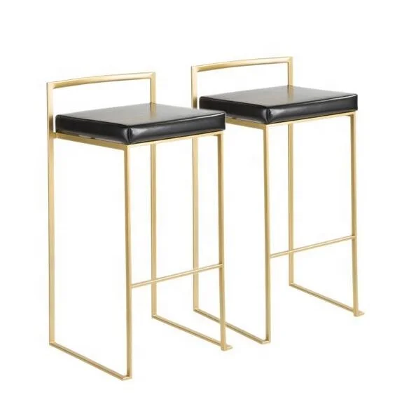 Modern Bar Counter Stools Kitchen Event High Chair Replacement Seats Gold Stainless Steel Stackable Bar stool