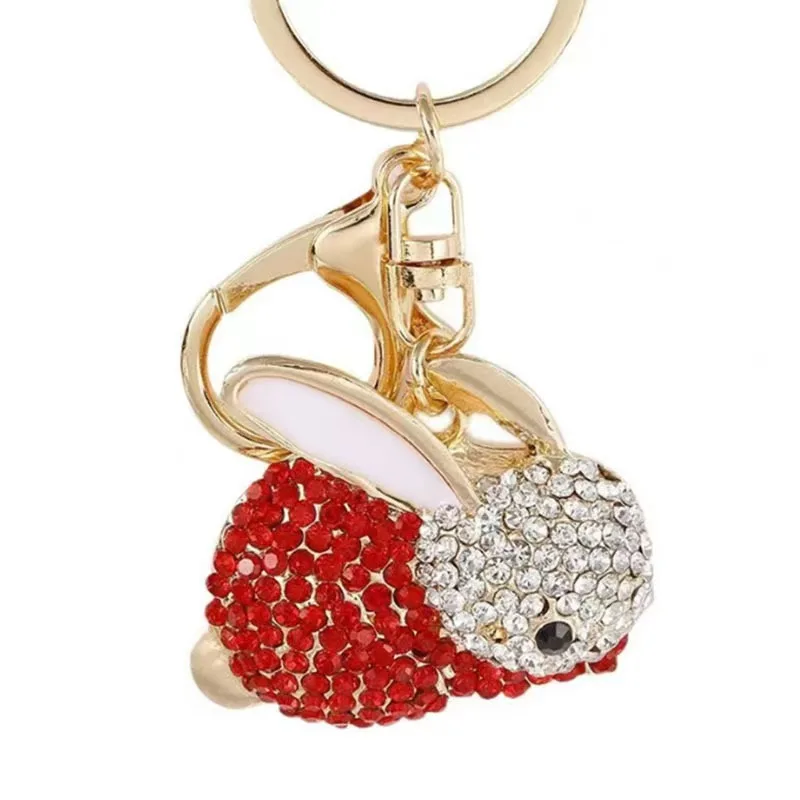 Creative Fashion Cute Crystal Rabbit Pendant Wholesale Rabbit Keychain For Lady Bag