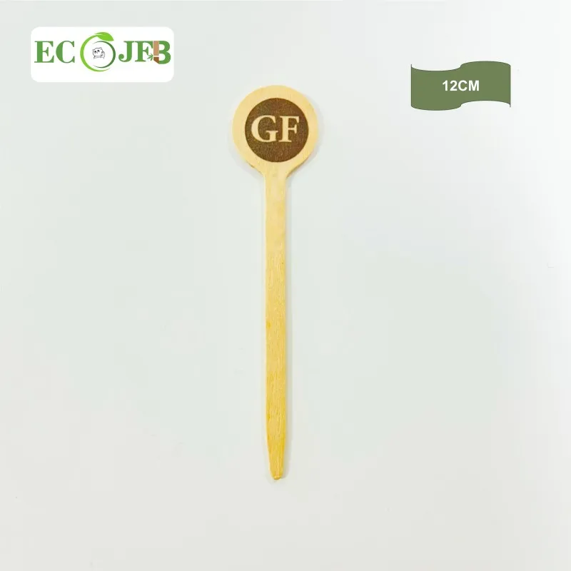 100Pcs 12cm Custom Hot Stamped Logo Wooden Stir Sticks for Wedding