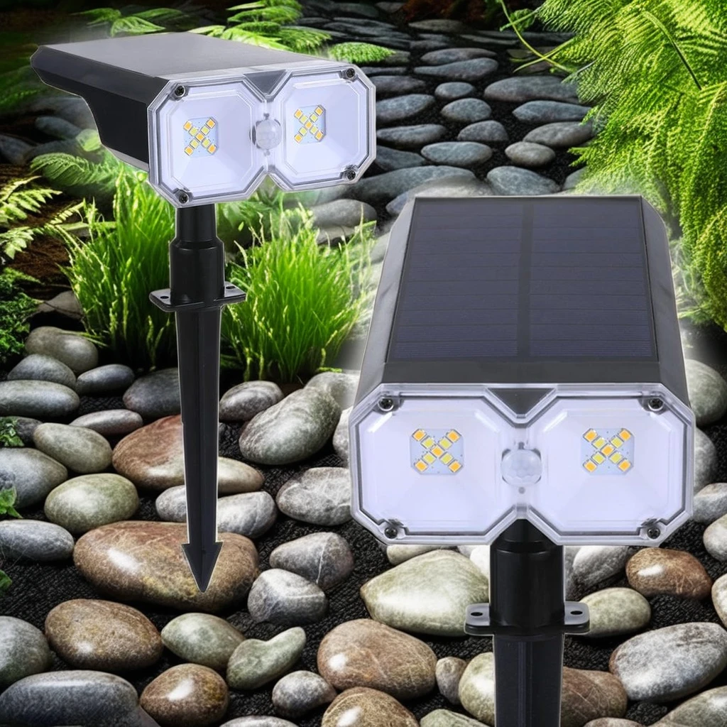 Solar Spot Lights Outdoor IP65 Waterproof 18 LEDs Solar Landscape Spotlights USB Solar Powered Wall Lights Dark Sensing Auto