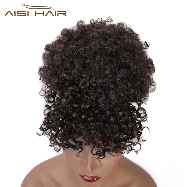  Aisi Hair Горячая Распродажа афро-пуховка короткий кудрявый хвост пучок с челкой Синтетический наращивание