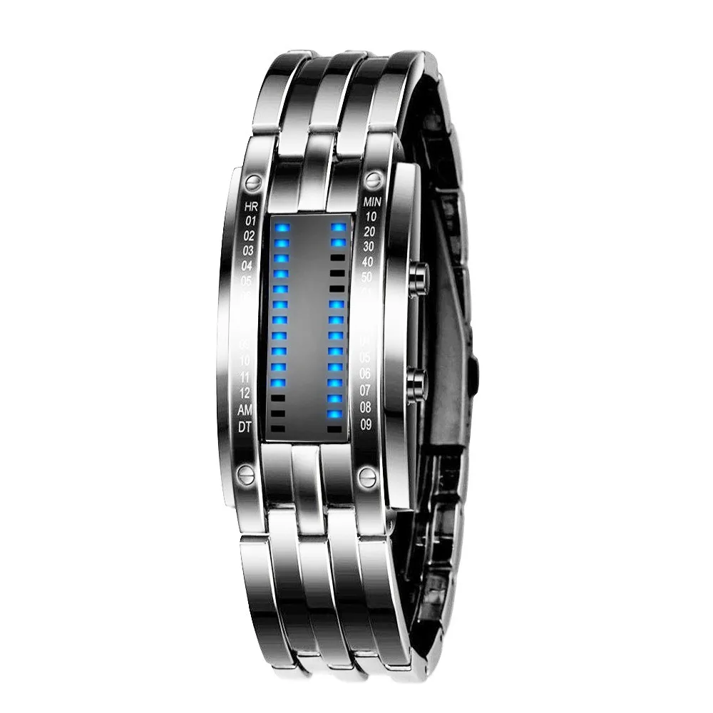 Korean Version Electronic Watch Novelty Two-Line Binary Fashion LED Display Digital Wristwatch For Women Men