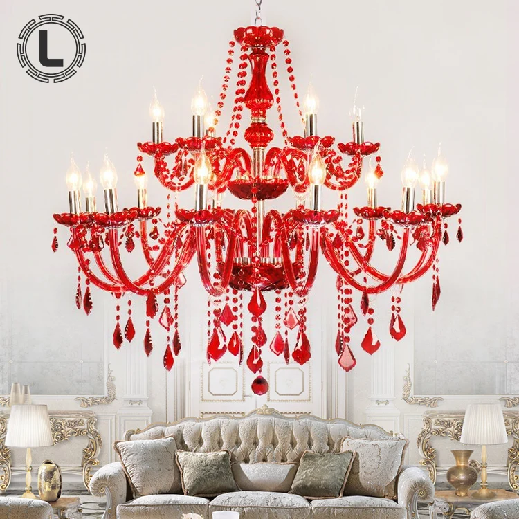 2020 hotel lobby luxury vintage glass large classic crystal candle red colored flower
