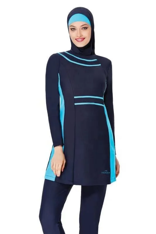 MOTIVE FORCE 3pcs Strips Patchjob Fashionable Muslim Islamic Swimwear Wholesale Burkini Muslim Swimwear Woman