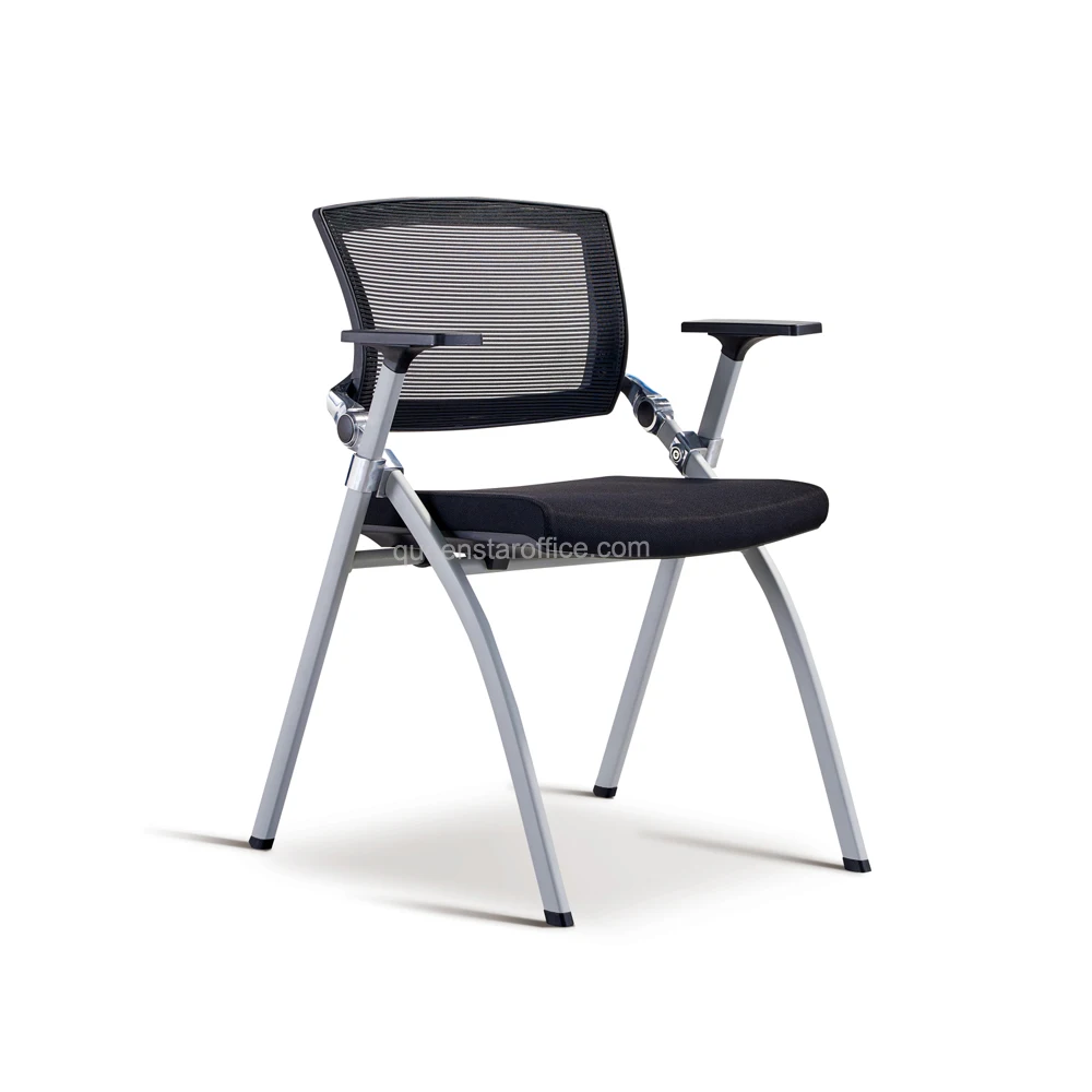 QS-NTC05 school furniture fabric training class chair with writing tablet training room chair
