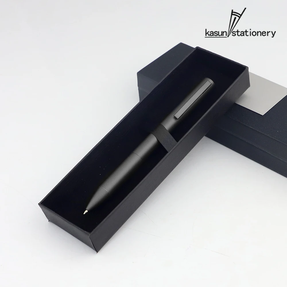 Simple Style Matte Black/Gun Black Grey Metal Ball Point Pens Twist Pen with Paper Gift Box