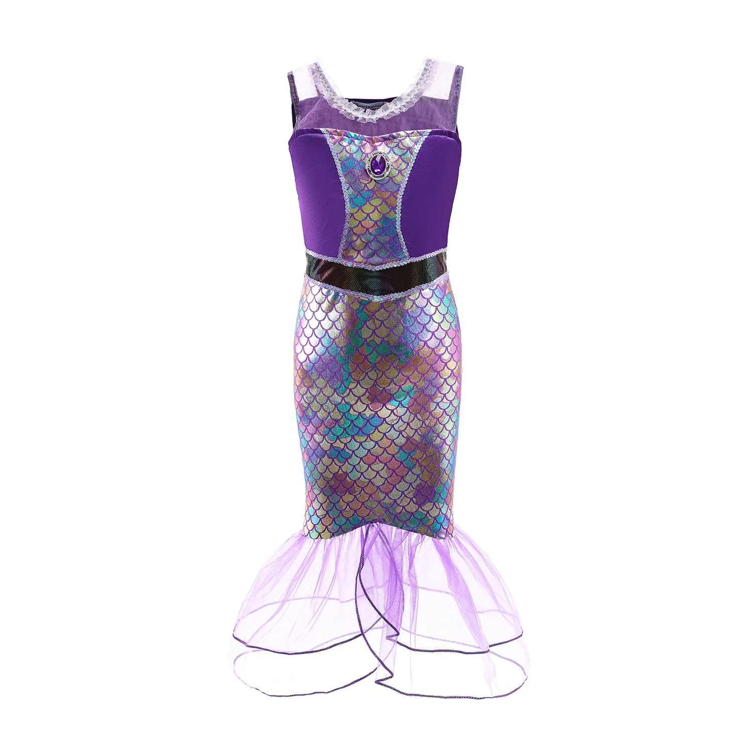 New Purple Kids Mermaid Costume Little Girls Mermaid Carnival Princess Costume