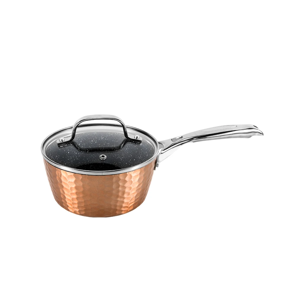 2021 latest high-quality copper-colored cooking pot aluminum cookware set aluminum pot set non stick pan
