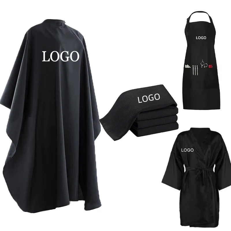 Waterproof Hair Cutting Fabric Hairdresser Cape Apron Custom Barbershop Queue Barber Wet Towels Gown for Men Hairdressing