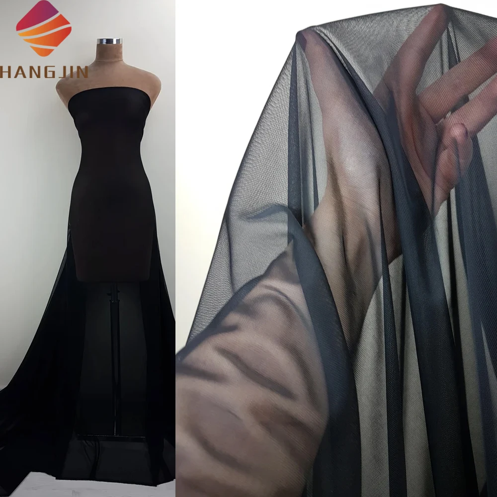 Power Net Mesh Fabric for Lingerie Polyester Spandex Tulle Elastic Fabric 4 Way Stretch Mesh Fabric