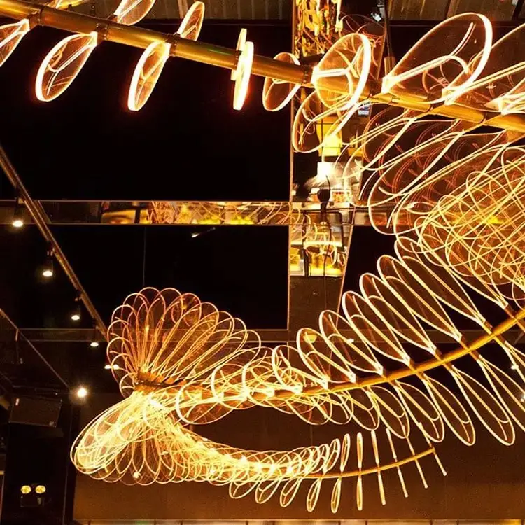 Acrylic Drop ceiling tiles modern artistic hall commercial Suspended Interior decorative led chandelier plexiglass ceiling tiles