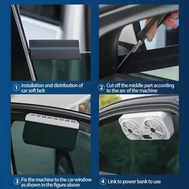 Air Freshener Car Radiator Fan Dual Head Air Corculating Portable Usb Ventilating Cooling Car Fans