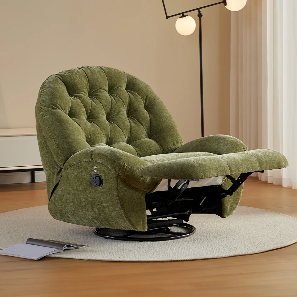 Sans Wholesale One Seat Rice White Velvet Relax Lazy Rocker Swivel Lounge Chair Recliner