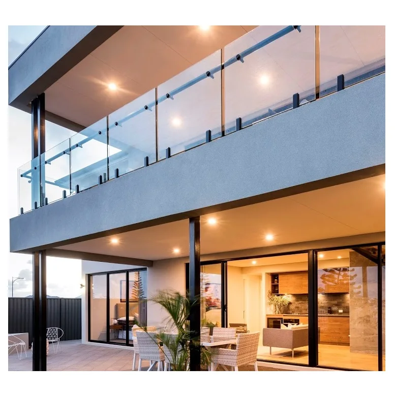 304 316 Stainless Steel Black glass Spigot Frameless Glass Railing Balcony Fencing