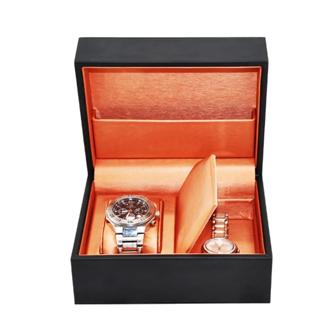Custom Logo PU Leather Paper Luxury Wrist Black Single Men Watch Gift Box Packaging Boxes Watch Box for Watches