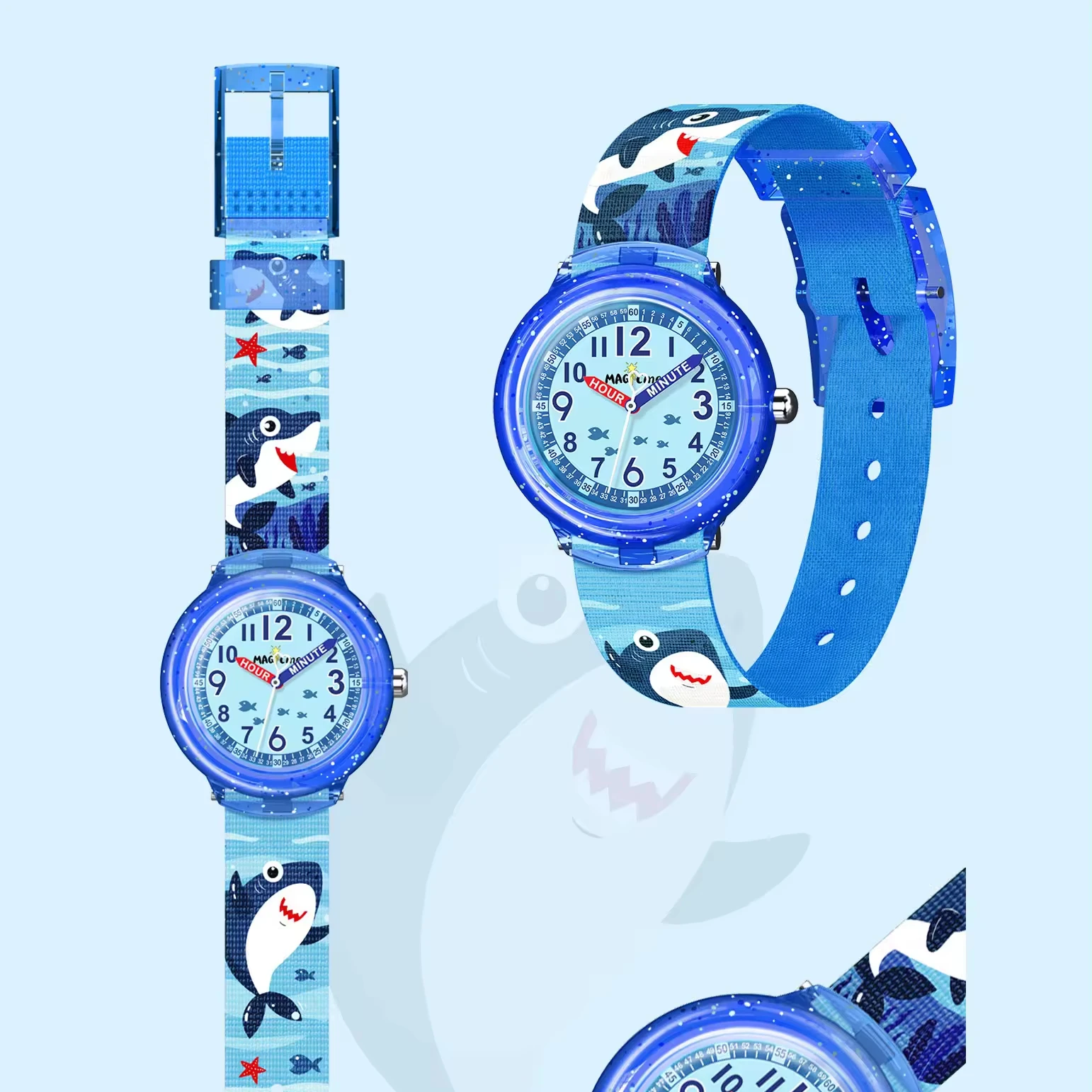 Cute Shark girl baby watch gift set quartz watches toy watches