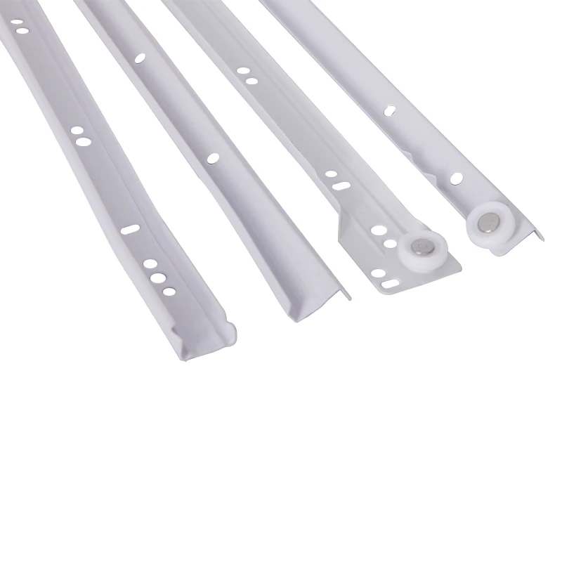 Powder Coated Soft Self Closing Undermount Drawer Slide Rail with White Nylon Wheel Drawer Slide