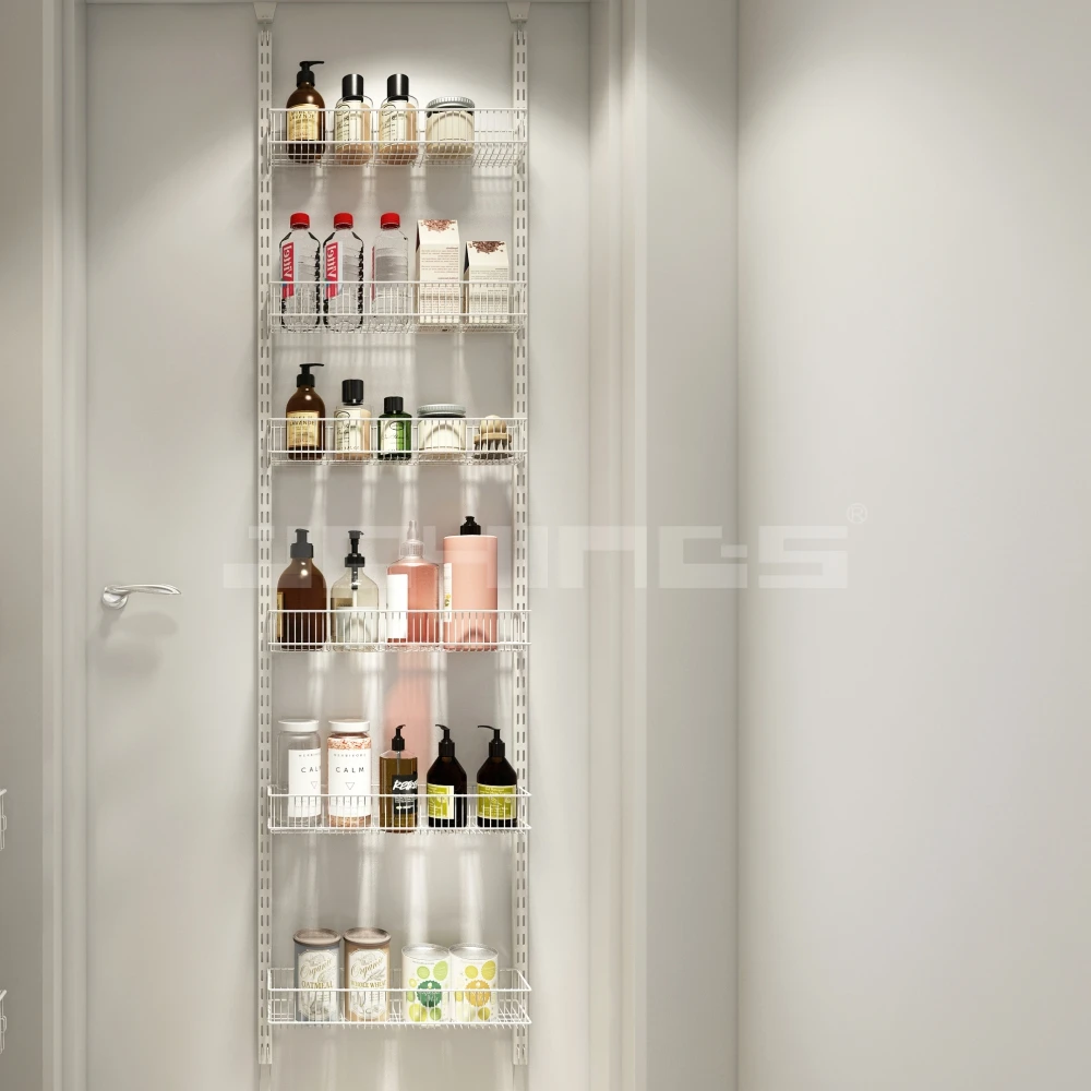 wholesale 3 tier metal space saving wall mount adjustable hanging baskets spices rack shelf organizer kitchen for refrigerator