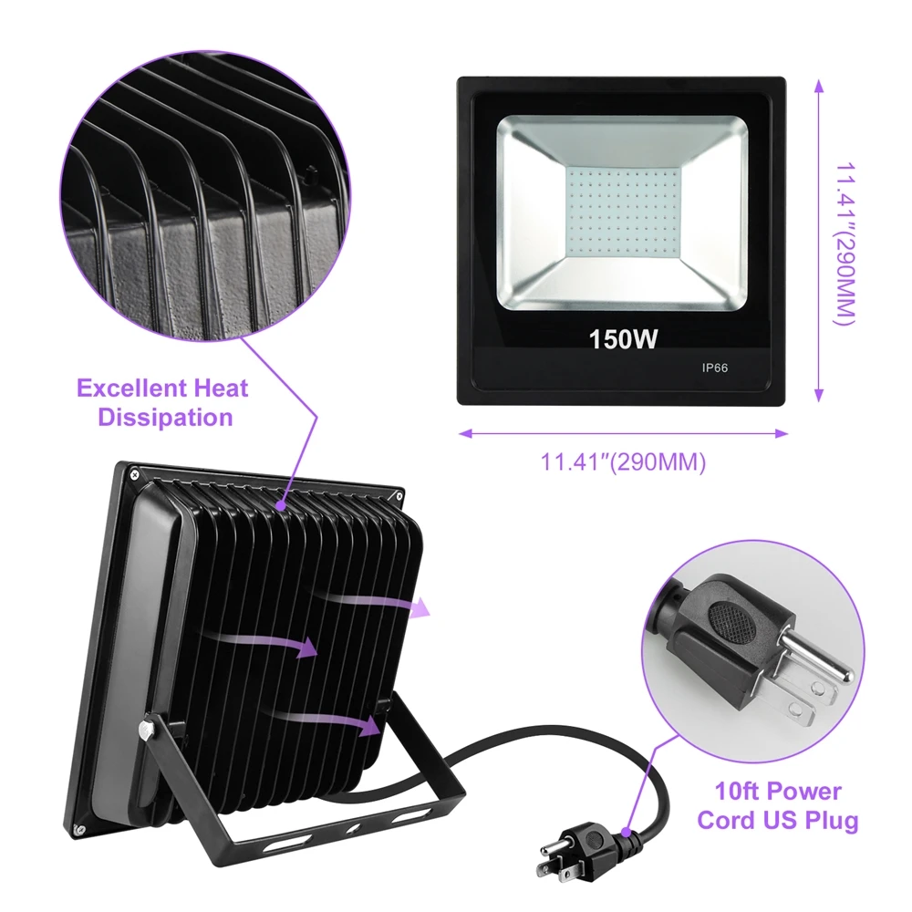 black par portable wireless Ip66 Waterproof led uv light