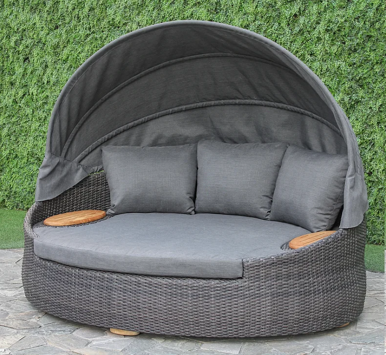 Outdoor Rattan Bed Leisure Garden Courtyard Beach Bed Home Bath House Hotel Leisure Garden Rattan Bed Sofa