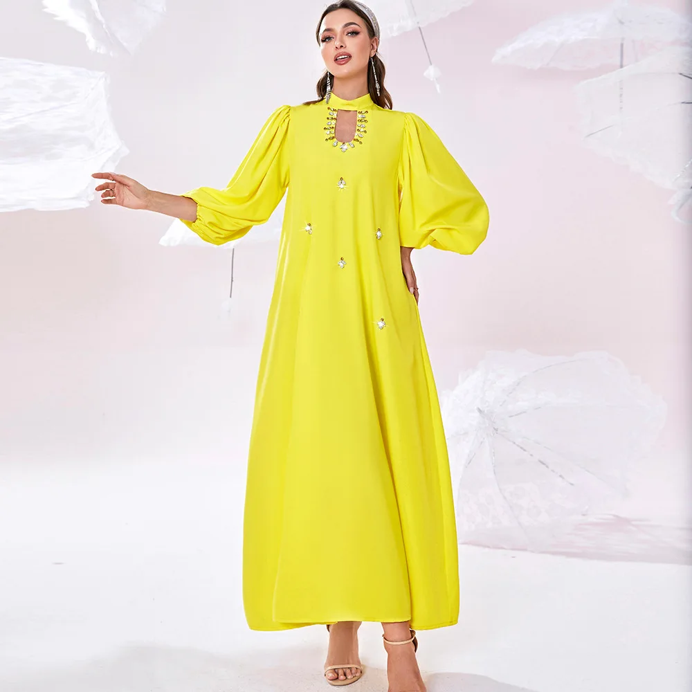 Hijab Jellaba Dress Women Embroidery  Long Sleeve Dubai Kaftan Moroccan 2022 Summer Fashion Elegant Maxi Dresses
