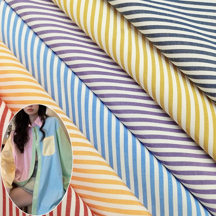 Newly developed designed TC woven fabric 40% cotton 60% polyester yarn dyed Striped Garment Shirt Fabric
